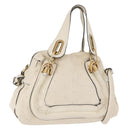Chloe Paraty Hand Bag Leather 2way White Gold Auth 177045-1