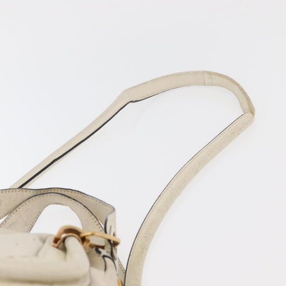 Chloe Paraty Hand Bag Leather 2way White Gold Auth 177045