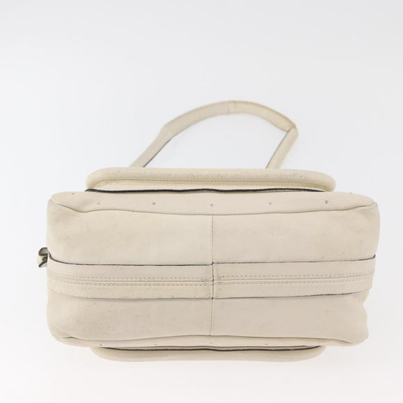 Chloe Paraty Hand Bag Leather 2way White Gold Auth 177045