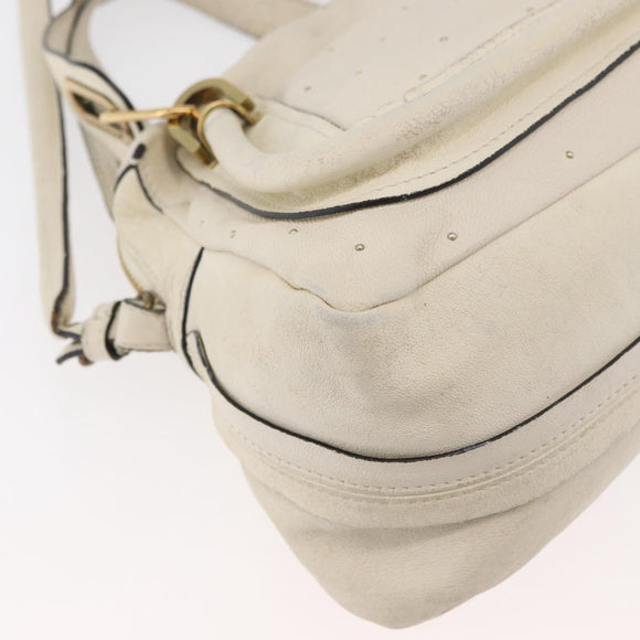 Chloe Paraty Hand Bag Leather 2way White Gold Auth 177045