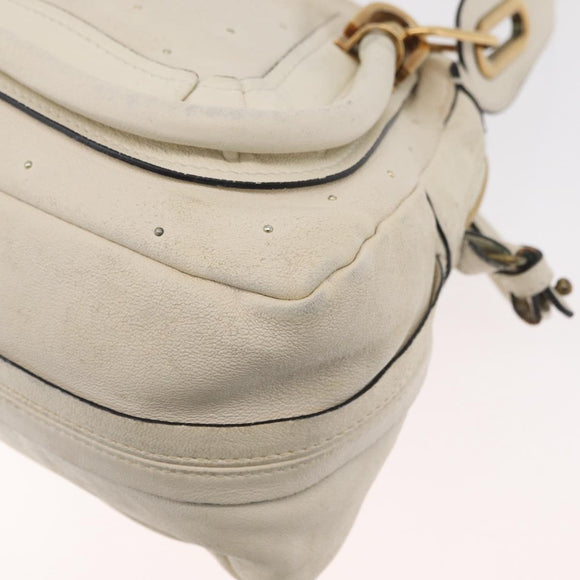 Chloe Paraty Hand Bag Leather 2way White Gold Auth 177045