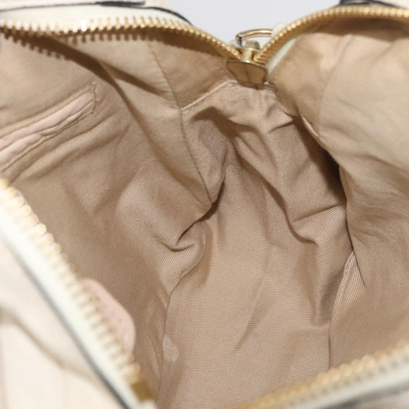 Chloe Paraty Hand Bag Leather 2way White Gold Auth 177045