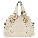 Chloe Paraty Hand Bag Leather 2way White Gold Auth 177045-13