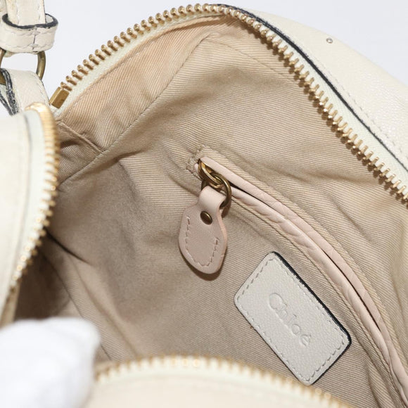 Chloe Paraty Hand Bag Leather 2way White Gold Auth 177045