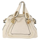 Chloe Paraty Hand Bag Leather 2way White Gold Auth 177045-2