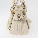 Chloe Paraty Hand Bag Leather 2way White Gold Auth 177045-4