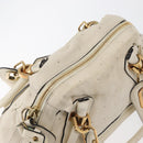 Chloe Paraty Hand Bag Leather 2way White Gold Auth 177045-6