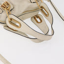 Chloe Paraty Hand Bag Leather 2way White Gold Auth 177045-7