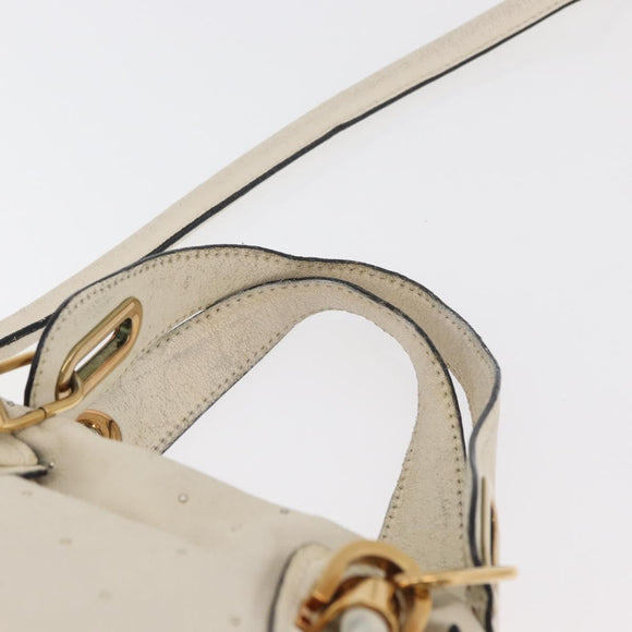 Chloe Paraty Hand Bag Leather 2way White Gold Auth 177045