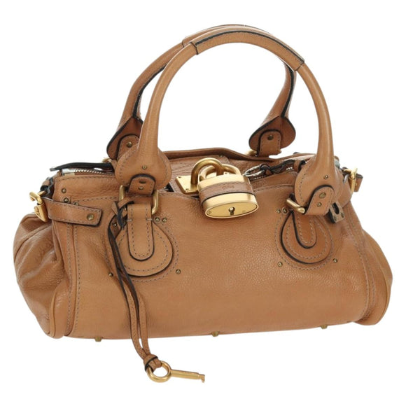Chloe Paddington Hand Bag Leather Brown Silver gold Auth 177046SAV