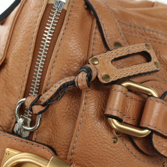 Chloe Paddington Hand Bag Leather Brown Silver gold Auth 177046SAV
