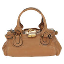 Chloe Paddington Hand Bag Leather Brown Silver gold Auth 177046SAV-12