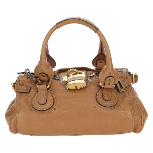 Chloe Paddington Hand Bag Leather Brown Silver gold Auth 177046SAV