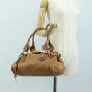 Chloe Paddington Hand Bag Leather Brown Silver gold Auth 177046SAV-25