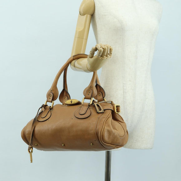 Chloe Paddington Hand Bag Leather Brown Silver gold Auth 177046SAV