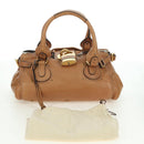 Chloe Paddington Hand Bag Leather Brown Silver gold Auth 177046SAV-11
