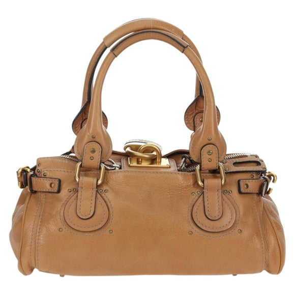 Chloe Paddington Hand Bag Leather Brown Silver gold Auth 177046SAV