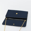 Christian Dior Trotter Canvas Chain Shoulder Bag Navy Gold Auth 177047-15