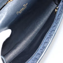 Christian Dior Trotter Canvas Chain Shoulder Bag Navy Gold Auth 177047-17