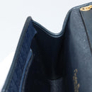 Christian Dior Trotter Canvas Chain Shoulder Bag Navy Gold Auth 177047-19