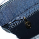 Christian Dior Trotter Canvas Chain Shoulder Bag Navy Gold Auth 177047-20