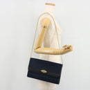 Christian Dior Trotter Canvas Chain Shoulder Bag Navy Gold Auth 177047-22