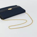 Christian Dior Trotter Canvas Chain Shoulder Bag Navy Gold Auth 177047-7
