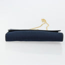 Christian Dior Trotter Canvas Chain Shoulder Bag Navy Gold Auth 177047-9