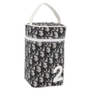 Christian Dior Trotter Canvas Vanity Hand Bag PVC Black Silver Auth 177048-1