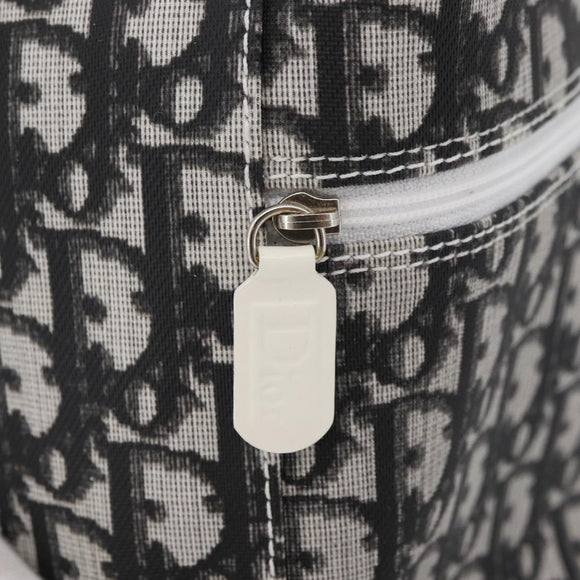 Christian Dior Trotter Canvas Vanity Hand Bag PVC Black Silver Auth 177048
