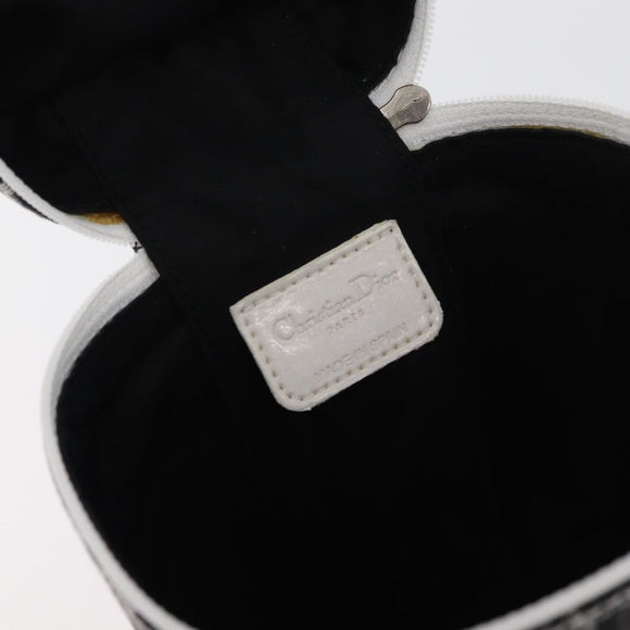 Christian Dior Trotter Canvas Vanity Hand Bag PVC Black Silver Auth 177048