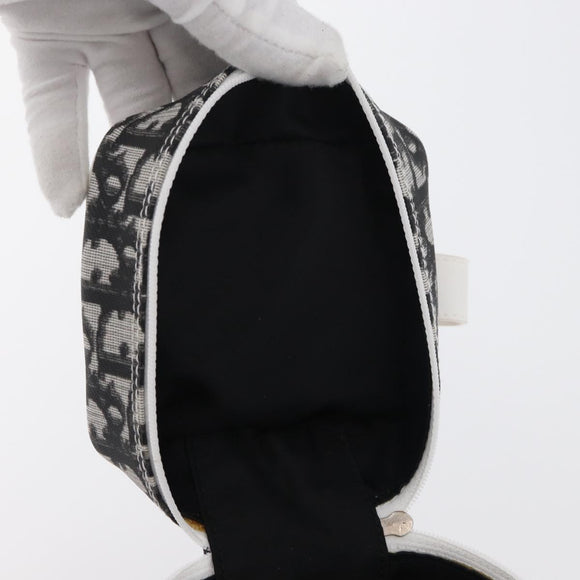 Christian Dior Trotter Canvas Vanity Hand Bag PVC Black Silver Auth 177048