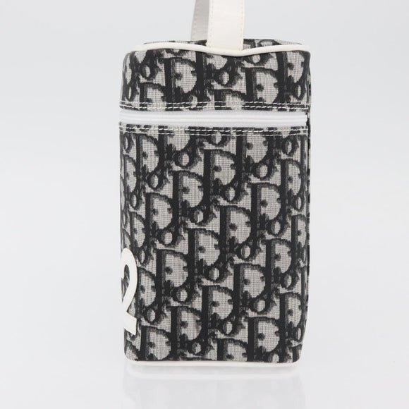 Christian Dior Trotter Canvas Vanity Hand Bag PVC Black Silver Auth 177048