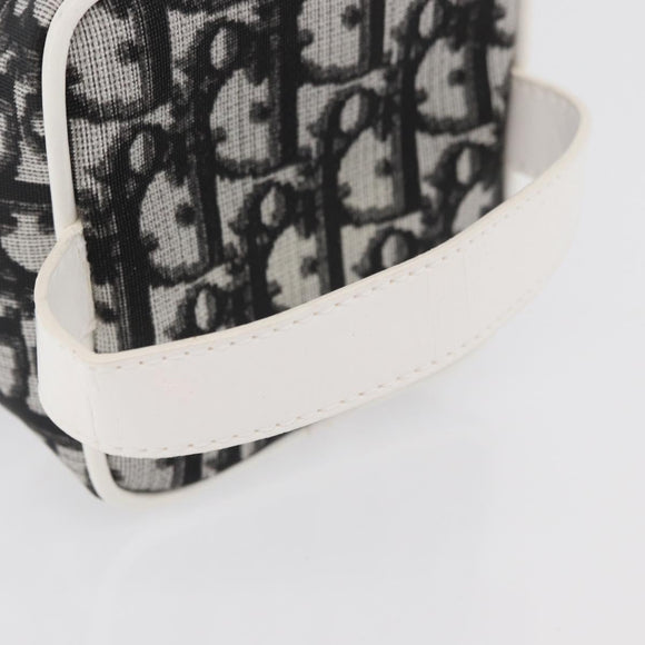 Christian Dior Trotter Canvas Vanity Hand Bag PVC Black Silver Auth 177048