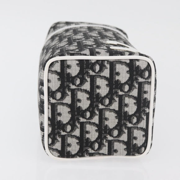 Christian Dior Trotter Canvas Vanity Hand Bag PVC Black Silver Auth 177048