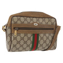 GUCCI GG Supreme Web Sherry Line Bag PVC Beige Gold 32 02 004 Auth 177053-1