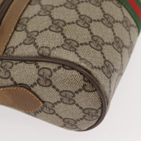 GUCCI GG Supreme Web Sherry Line Bag PVC Beige Gold 32 02 004 Auth 177053