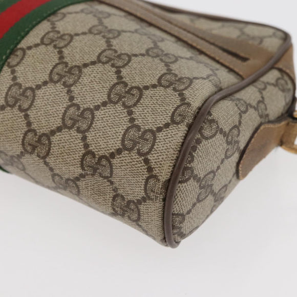 GUCCI GG Supreme Web Sherry Line Bag PVC Beige Gold 32 02 004 Auth 177053