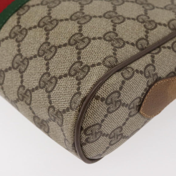GUCCI GG Supreme Web Sherry Line Bag PVC Beige Gold 32 02 004 Auth 177053