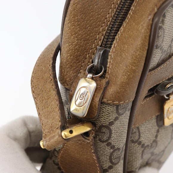 GUCCI GG Supreme Web Sherry Line Bag PVC Beige Gold 32 02 004 Auth 177053