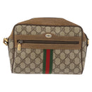 GUCCI GG Supreme Web Sherry Line Bag PVC Beige Gold 32 02 004 Auth 177053-13