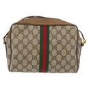 GUCCI GG Supreme Web Sherry Line Bag PVC Beige Gold 32 02 004 Auth 177053-2