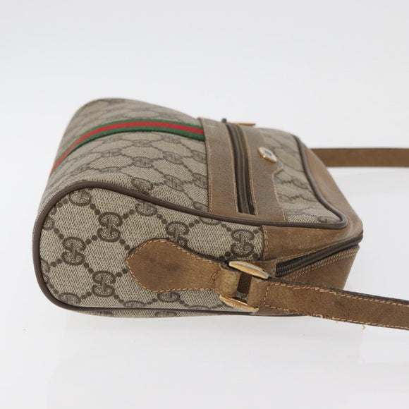 GUCCI GG Supreme Web Sherry Line Bag PVC Beige Gold 32 02 004 Auth 177053