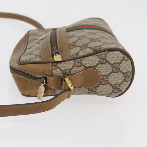 GUCCI GG Supreme Web Sherry Line Bag PVC Beige Gold 32 02 004 Auth 177053