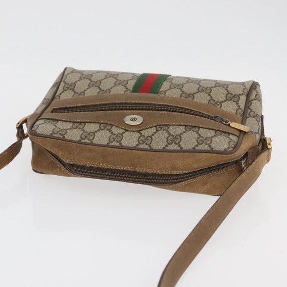 GUCCI GG Supreme Web Sherry Line Bag PVC Beige Gold 32 02 004 Auth 177053