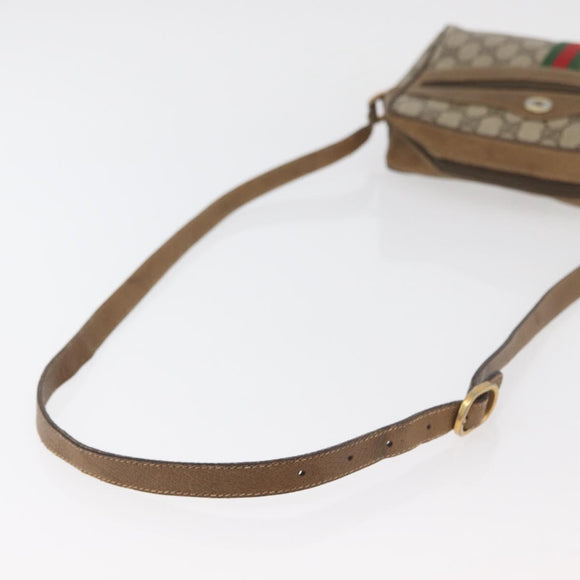GUCCI GG Supreme Web Sherry Line Bag PVC Beige Gold 32 02 004 Auth 177053