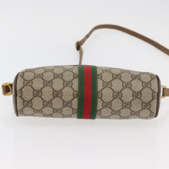 GUCCI GG Supreme Web Sherry Line Bag PVC Beige Gold 32 02 004 Auth 177053