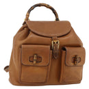 GUCCI Bamboo Backpack Leather Brown Gold 003 58 0016 Auth 177054-1