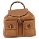 GUCCI Bamboo Backpack Leather Brown Gold 003 58 0016 Auth 177054-13