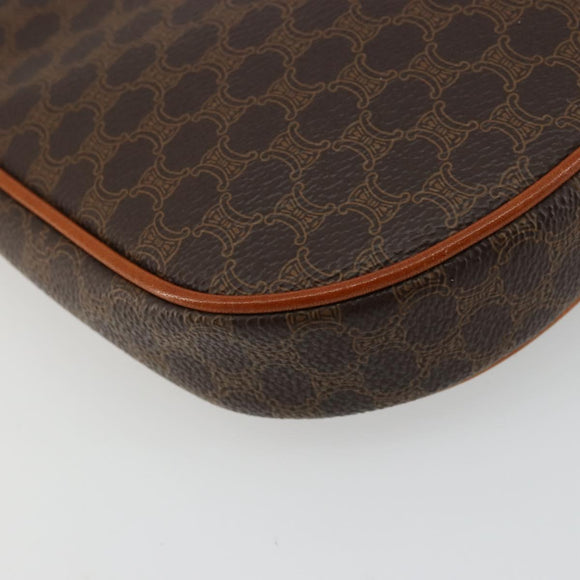 CELINE Macadam Canvas Shoulder Bag PVC Leather Brown Gold Auth 177058A